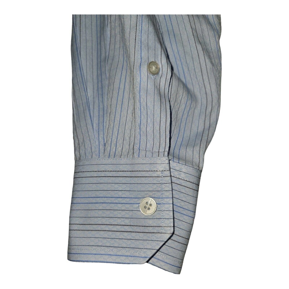 Jhane Barnes Button Up Shirt Large Men's Long Sleeve Two-Ply Blue Dress Wear - Picture 5 of 6